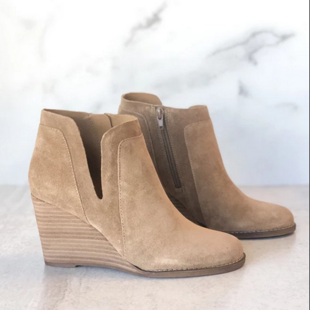 LUCKY BRAND Suede Wedge Ankle Booties